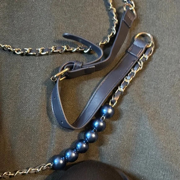 Elegant denim Blue Quilted Bag Set Bradley mischka bundle - Picture 7 of 11